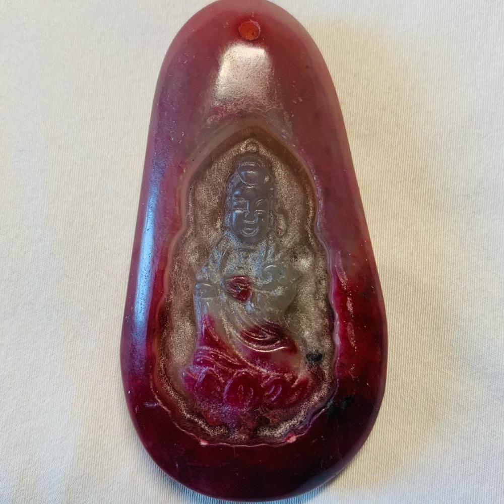 Vintage Natural Stone Carved Buddha Pendant